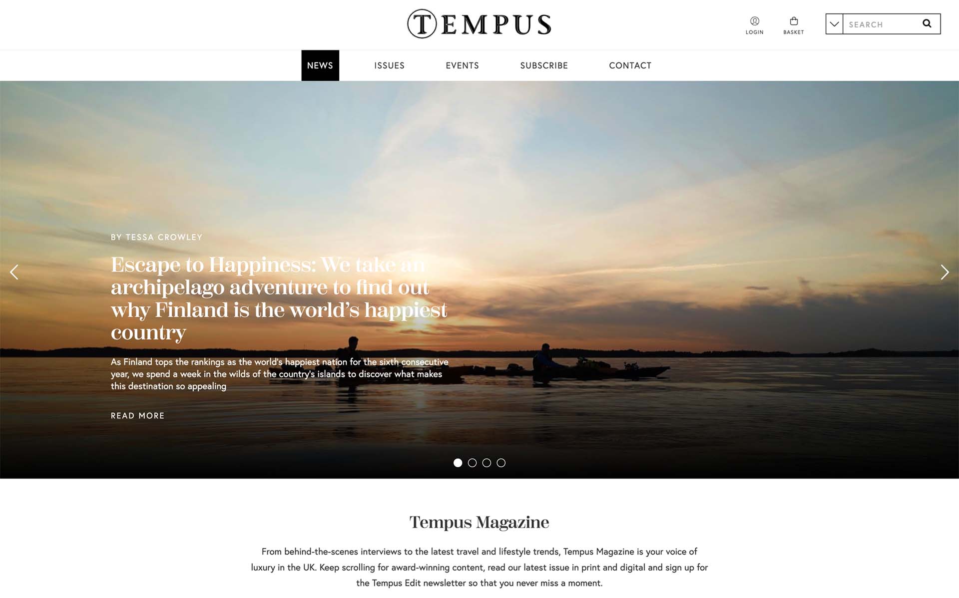 Tempus bespoke homepage design
