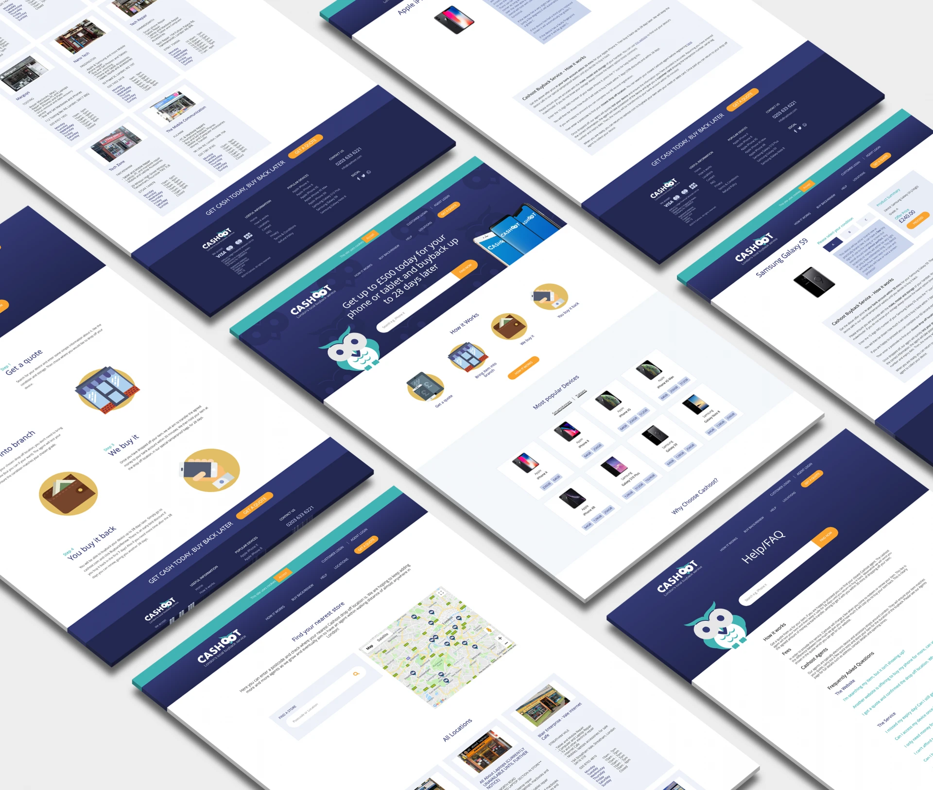 Cashoot page layouts